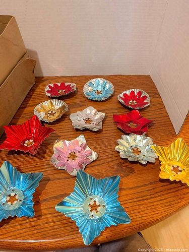 Vintage Metal Christmas Tree Candle Reflectors Bobeches Lot (1 of 5)