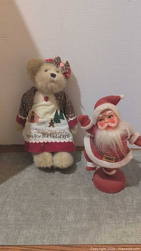 Vintage Mid-Century Style Santa Figurine and Plush Teddy Bear (1 of 11)