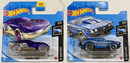 Hot Wheels Short Card X-Raycers Lot: Forward Force & '69 Chevelle New Carded (1 of 3)