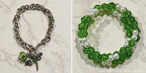 Silver-Tone Multicolor Charm & Beaded Bracelet Lot of 2 (1 of 7)