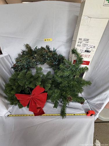 Celebrate It 36in Green Wreath with Multicolor Lights & Bow (1 of 6)