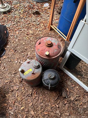 Lot of 3 Vintage Metal Fuel/Oil Cans (1 of 4)