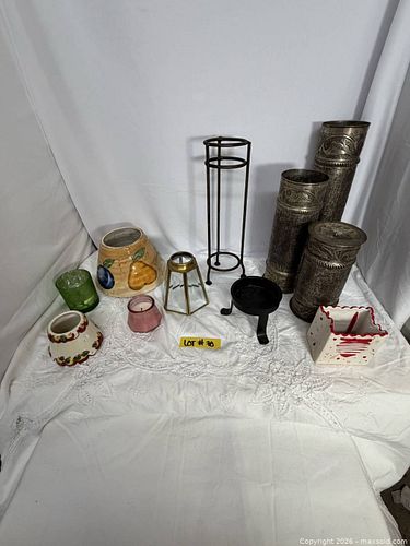 Lot of 8-12 Mixed Vases, Planters, Candle Holders & Stands (1 of 5)