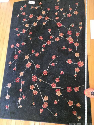 Rectangular Black Floral Area Rug 5.5 x 8 ft (1 of 5)