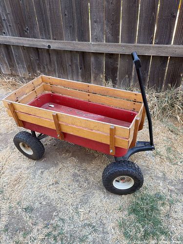 Children's Utility Wagon with Removable Wood Sides, Red Body (1 of 4)