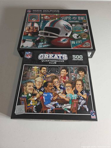 Lot of 2 MasterPieces NFL 500-Piece Puzzles - Miami Dolphins & QBs (1 of 7)