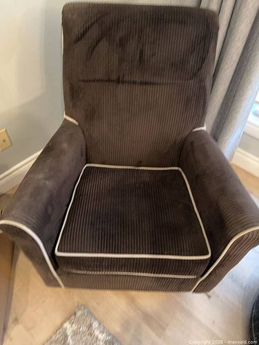 Dark Brown Corduroy Rocking Accent Armchair with Wood Legs (1 of 6)