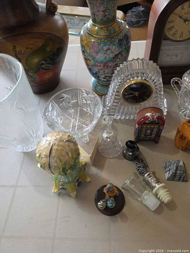 Mixed Lot: Small Decorative Collectibles — Crystal, Wood, Metal  -G (1 of 5)