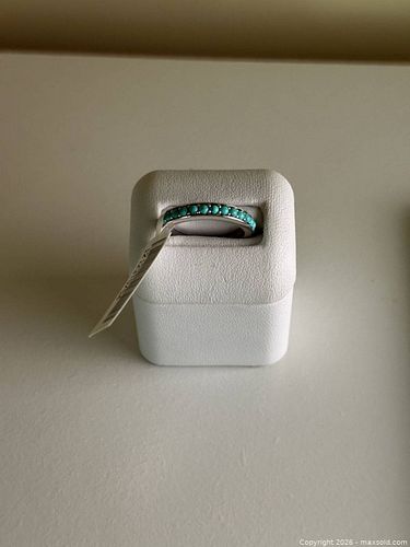 Designer 925 Sterling Silver Turquoise Band Ring, US 7 (1 of 7)