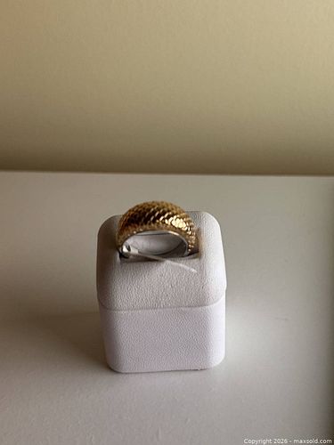 Designer Sterling Silver (925) Gold-Plated Statement Dome Ring, Size 7.75 (1 of 8)