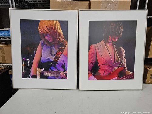 Pair of Large Framed Music Portrait Prints - Silver Aluminum Frames (1 of 5)