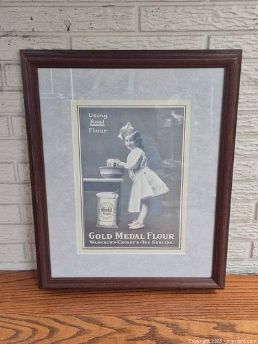 Gold Medal Flour Vintage Reproduction Framed Print - Brown Wood (1 of 7)