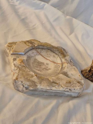 Onyx Carved Ashtray, Polished Interior, Rough Natural Edges (1 of 5)