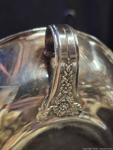 Vintage Silver-Plated Serving Bowl with Floral Handles, 10–11 in (1 of 6)