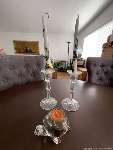 Cut Glass Candlesticks with Turtle Votive & Decorative Tapers (1 of 11)