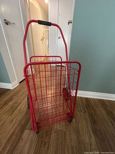 Red Folding Shopping Cart / Folding Trolley (1 of 4)