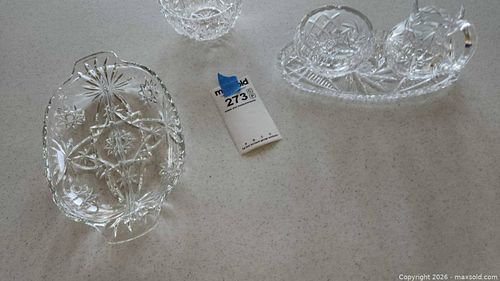 Cut Glass Crystal Serveware Set with Pitcher, Tray and Bowl (1 of 16)