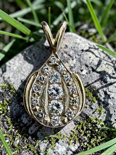 14K Gold Custom Diamond & White Sapphire Pendant with Appraisal (1 of 11)