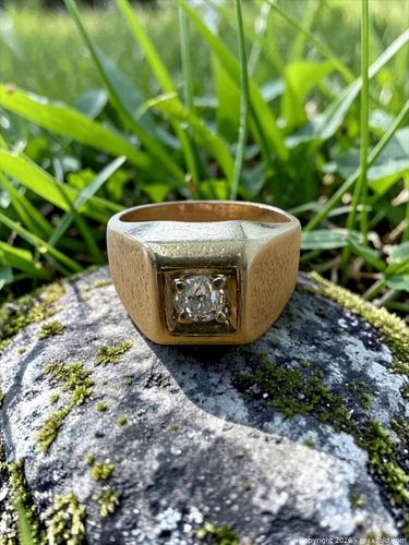 14K Yellow Gold Men's Old European Cut Diamond Ring w/ Appraisal (1 of 10)