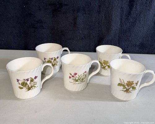 Crown Trent Fine Bone China Mugs, Botanical Floral Design, Set of 5 (1 of 7)