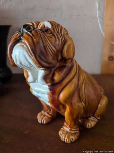 Hand-Painted Ceramic Bulldog Figurine, Medium Size (1 of 3)