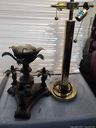 Ornate Victorian Cast Metal Table Lamp Base & Brass Floor Lamp Base (1 of 5)