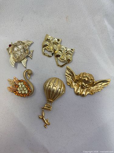 Vintage Gold-Tone Rhinestone Figural Brooch (1 of 7)