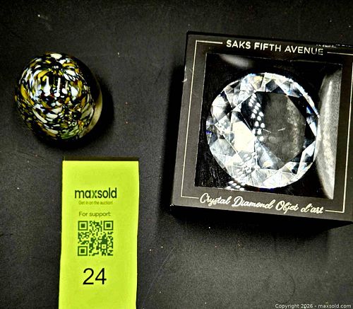 Two Glass Vintage Paperweights: Handblown and Saks 5th Ave Cut-Crystal (1 of 15)