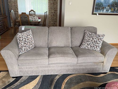Beige/Taupe 3-Seater Fabric Sofa with Rolled Arms (1 of 11)