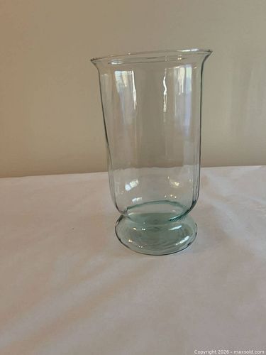 Light Aqua Glass Hurricane Vase, 13 in Tall (1 of 4)