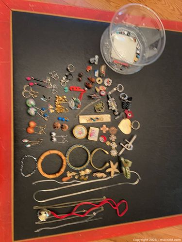 Mixed Costume Jewelry Lot — Earrings, Necklaces, Bracelets & Pins (1 of 5)