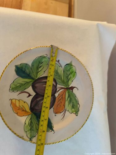 Vintage Mid-Century Ceramic Dinner Plate, Hand-Painted Fruit, 9.5 in (1 of 11)