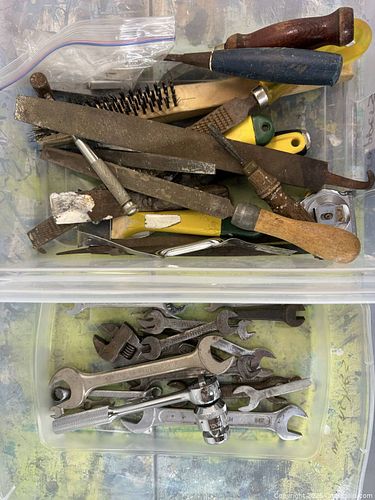 Assorted Lot of wrenches, wire brush, files, scrapers (1 of 4)