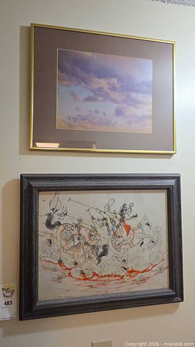 Large Framed Paper Print of Clouds & Asian Figure Scene (1 of 20)