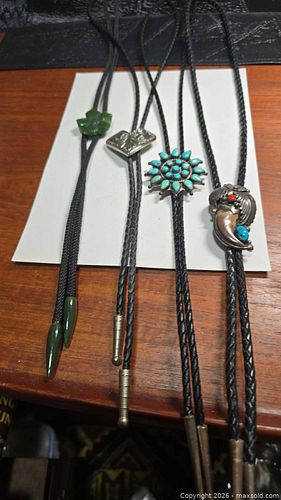 Lot of 4 Southwestern Vintage Bolo Ties with Stone Accents (1 of 9)