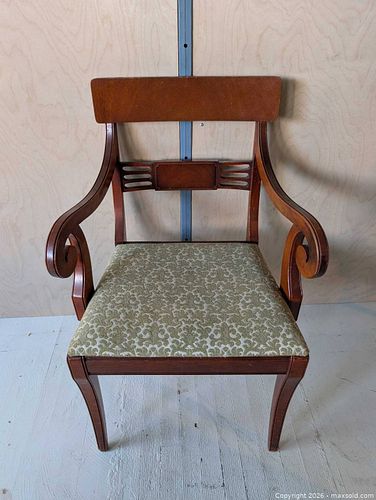 Regency-Style Antique/Vintage Armchair with Green Upholstery (1 of 8)
