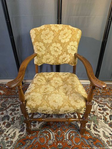 Traditional Wooden Frame Gold Floral Armchair (1 of 11)