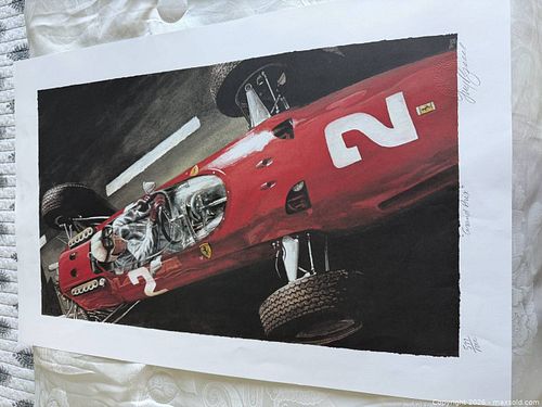 Grand Prix Ferrari  - Limited Edition Race Car / Motorsport Art Print, #572/1000 (1 of 3)
