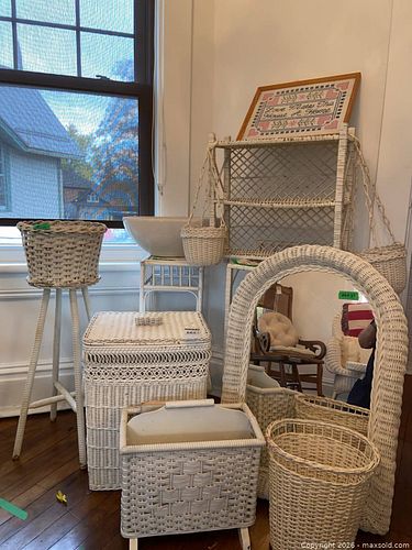 White Wicker Furniture and Decor Grouping (1 of 16)