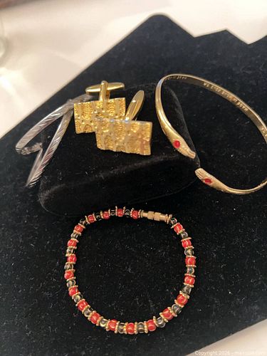 Costume Jewelry: Beaded Bracelet, Snake Cuff, Hoop Earrings, Cufflinks (1 of 5)