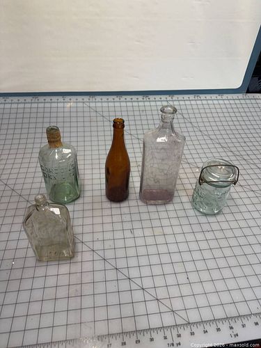 Lot of 6 Antique/Vintage Glass Bottles, Includes Gordon's Dry Gin (1 of 6)