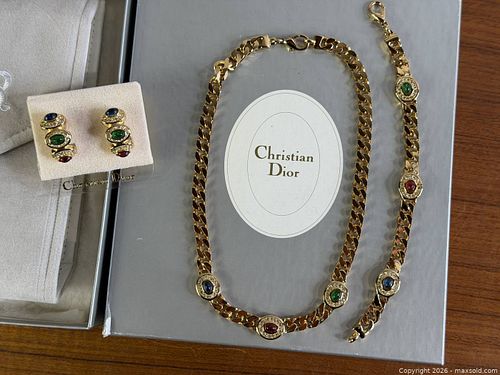 Vintage Christian Dior Multicolour Gripoix Cabochon & Crystal Parure (1 of 14)