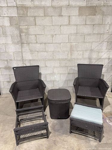 5-Piece Dark Brown Synthetic Wicker Outdoor Patio Furniture Set (1 of 5)
