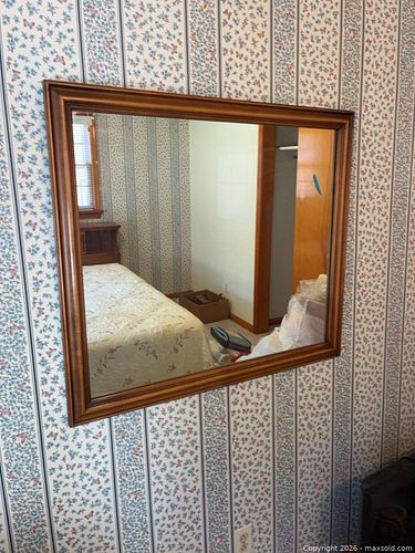 Large Rectangular Brown Wood Wall Mirror (1 of 5)