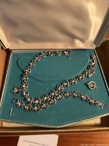 MCM sterling silver and moonstone (or cat's eye glass) jewelry set, (1 of 1)