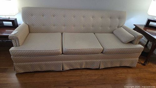 3-Seater Beige Patterned Fabric Sofa, Tufted Back C (1 of 8)