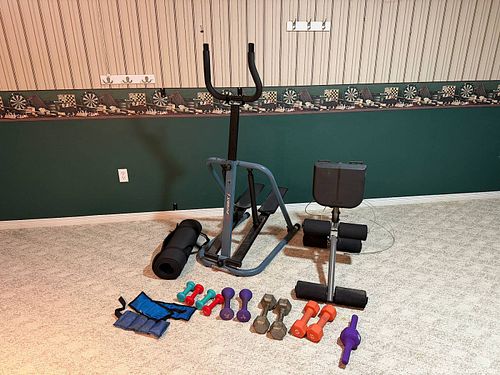 Exercise Equipment Lot with Stepper, Abdominal Exerciser, Dumbbells and Yoga Mat (1 of 6)