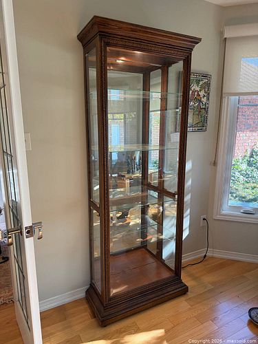 Large Wood Illuminated Glass Curio Display Cabinet (1 of 8)