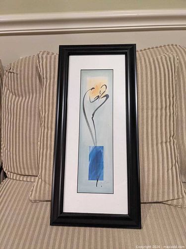Framed Vertical Black Print Reproduction 20 x 9 in (1 of 6)
