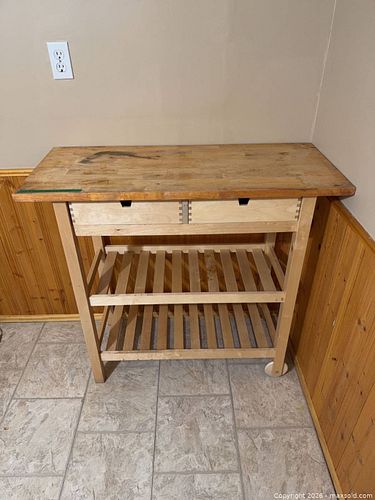 Solid Wood Kitchen Island Cart with Butcher Block Top (1 of 7)